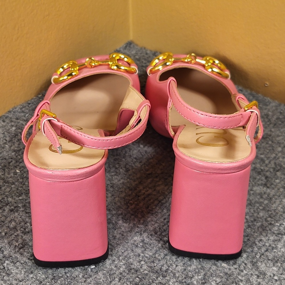 Gucci Women's Horsebit Leather Slingback Pump Pink "Made In Italy" Shoe Size 6 - Picture 2 of 6